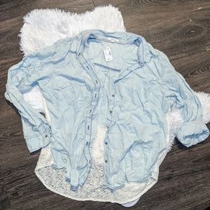 Denim, Lace, flannel! XL, NEW! Maurice's, button